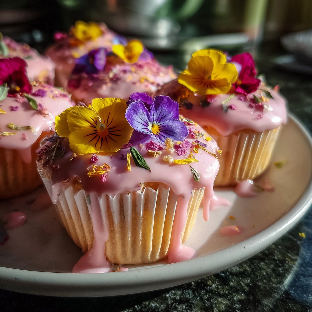 Cheerful Floral Cupcake Presentation
