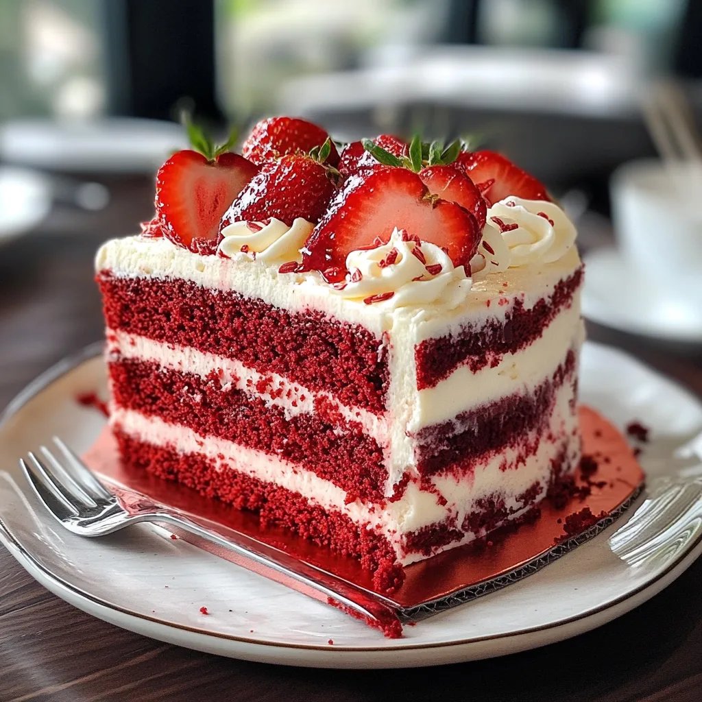 Juicy Red Velvet Strawberry Cake