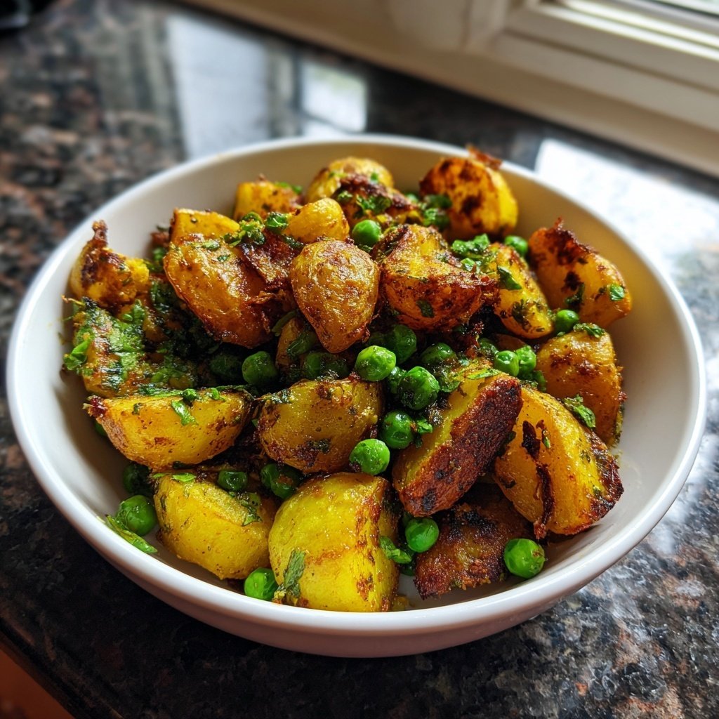 Airfryer Curry Potatoes with Peas