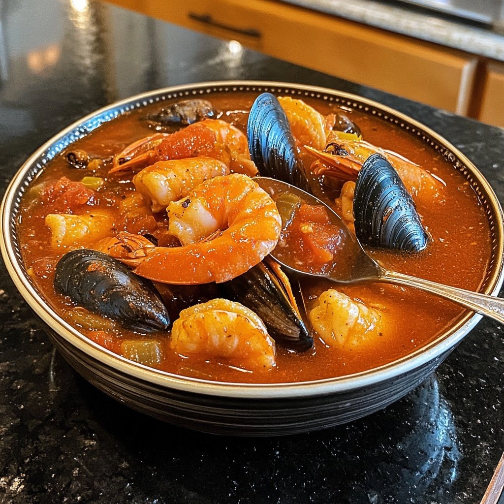 Cioppino Seafood Stew with Tomato Broth
