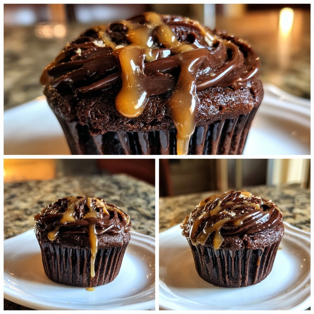 Chocolate Caramel Drizzle Cupcakes