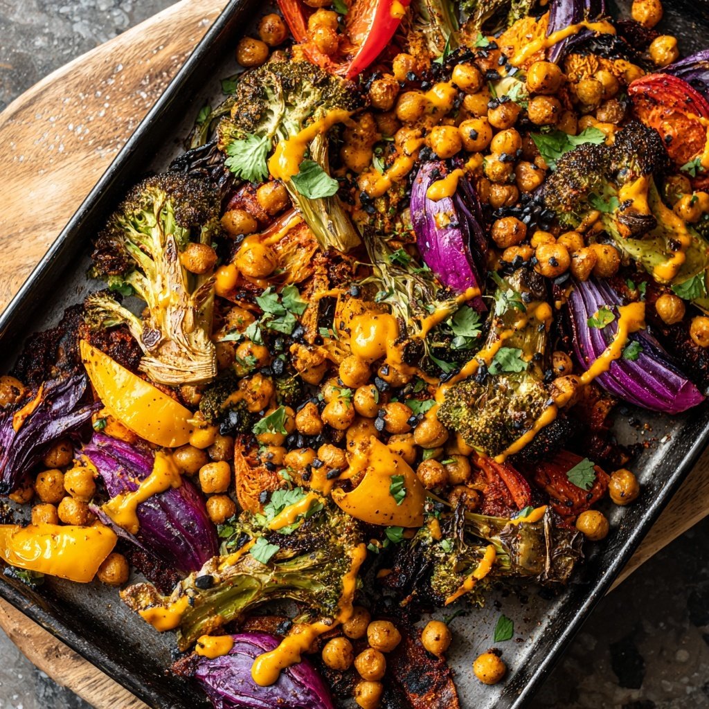 Harissa Chickpea Sheet Pan