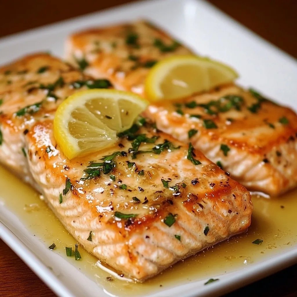 Salmon with Garlic Lemon Butter Sauce