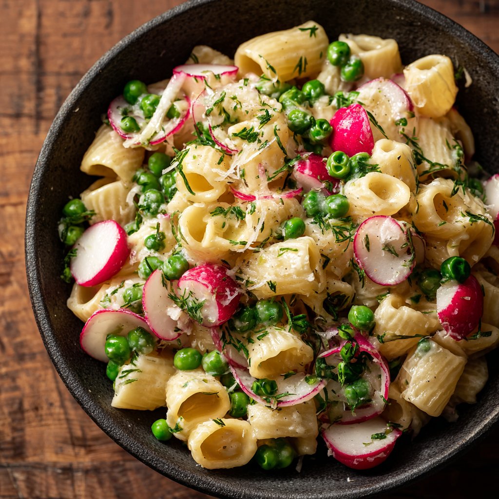 Radish and Pea Pasta Toss