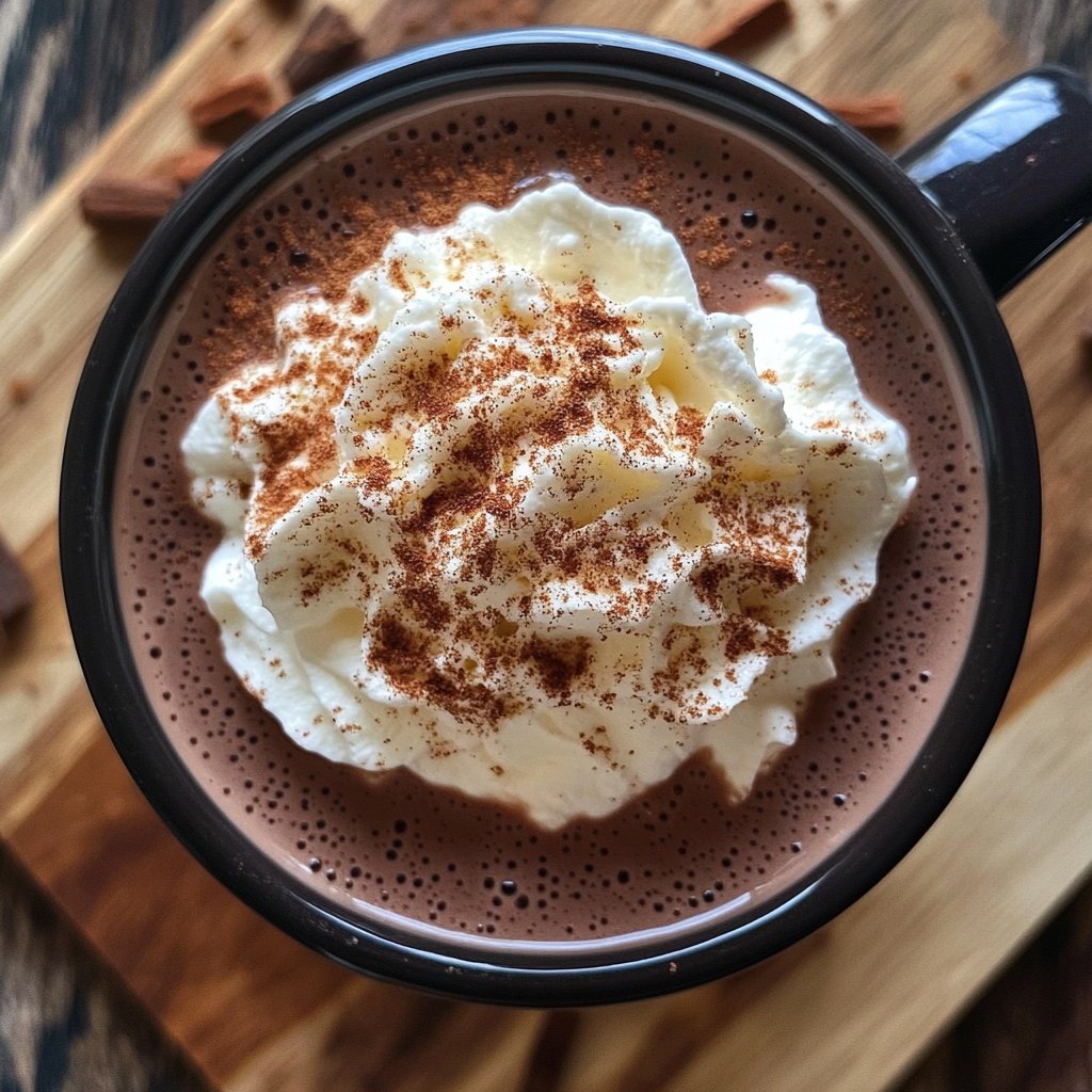 Hot Chocolate with Cinnamon, Vanilla and Whipped Cream