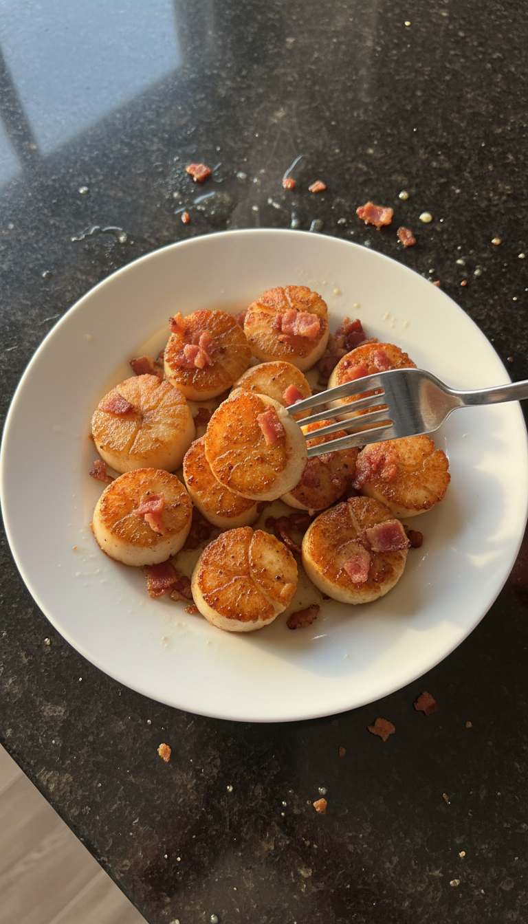 Crispy Seared Scallops with Bacon