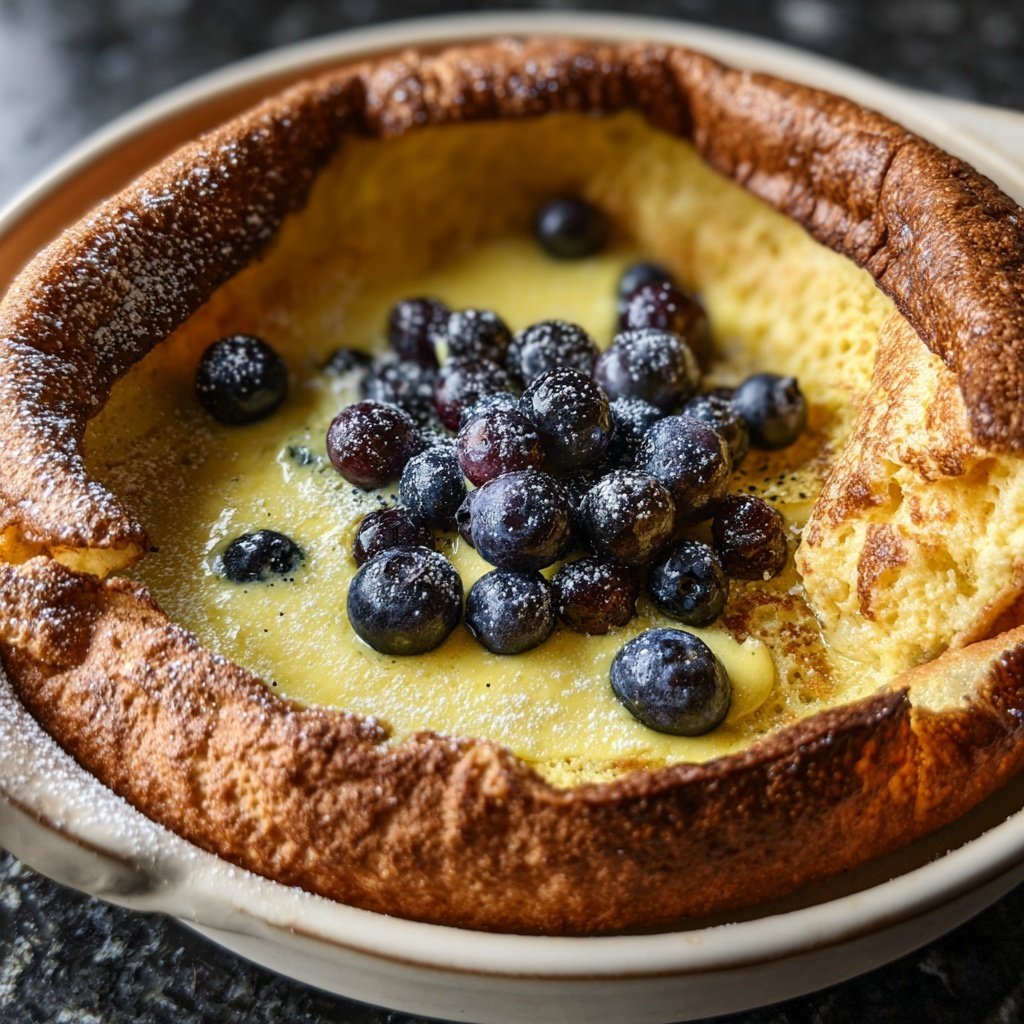 Dutch Babies with Lemon Curd and Blueberries