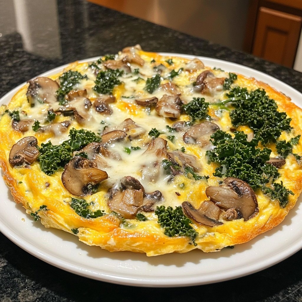 Mushroom Frittata with Asiago and Kale