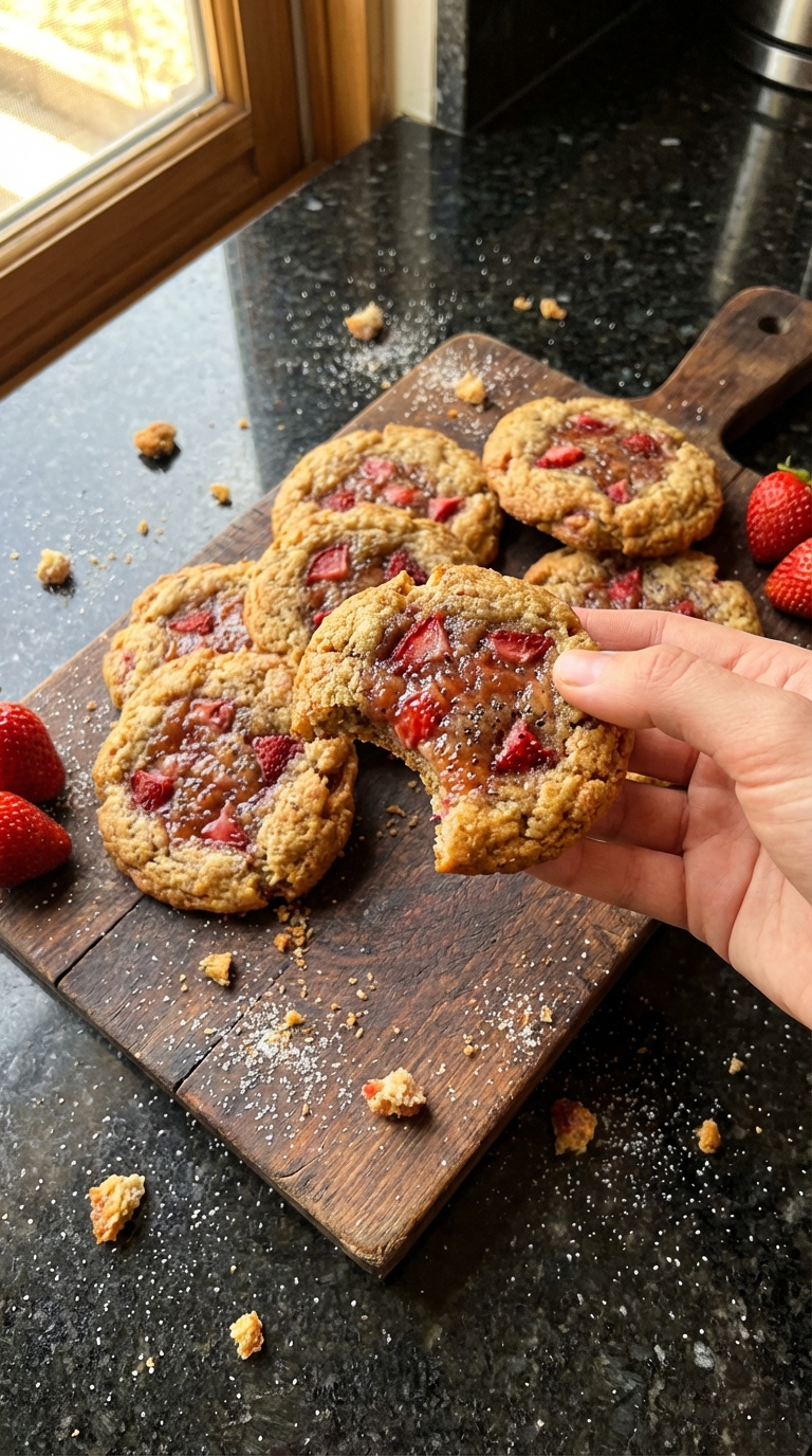 Crispy Strawberry Chia Cookies