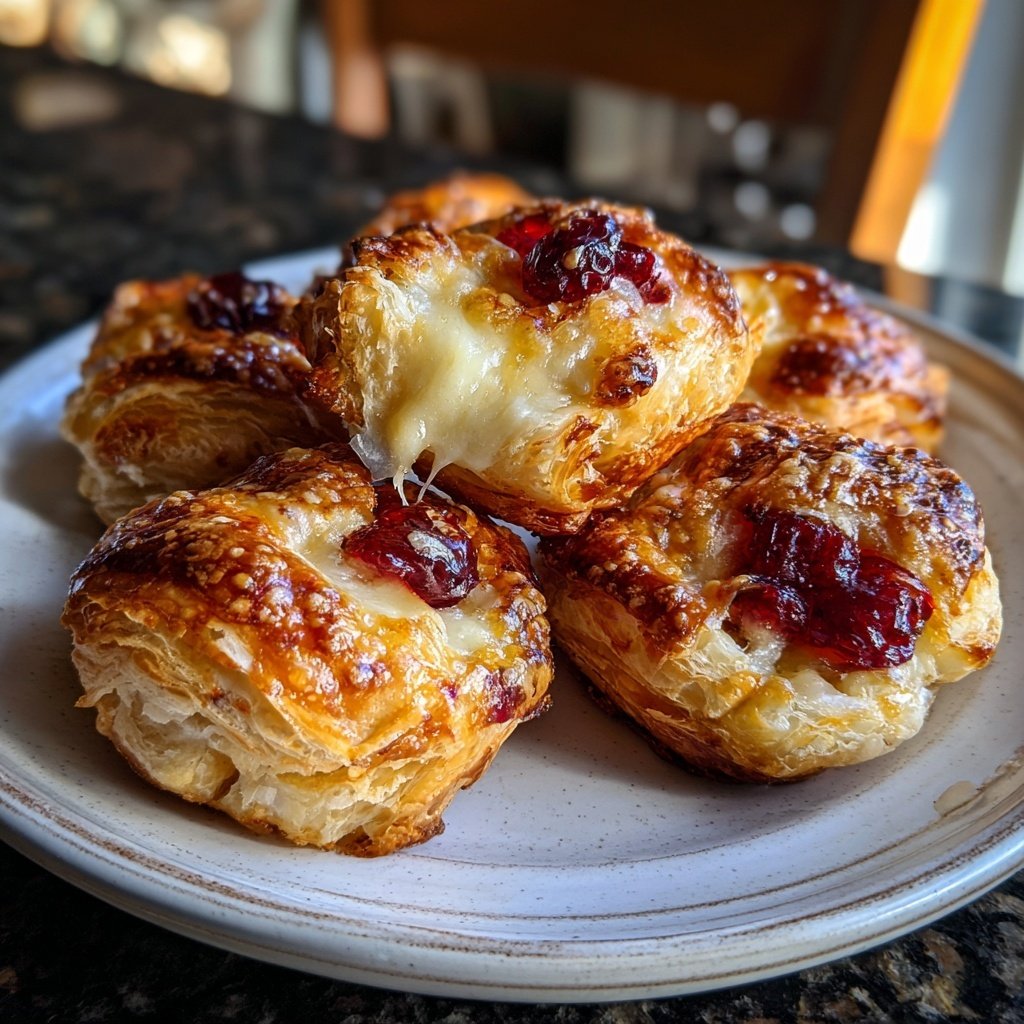 Puff Pastry Brie Bites with Cranberry